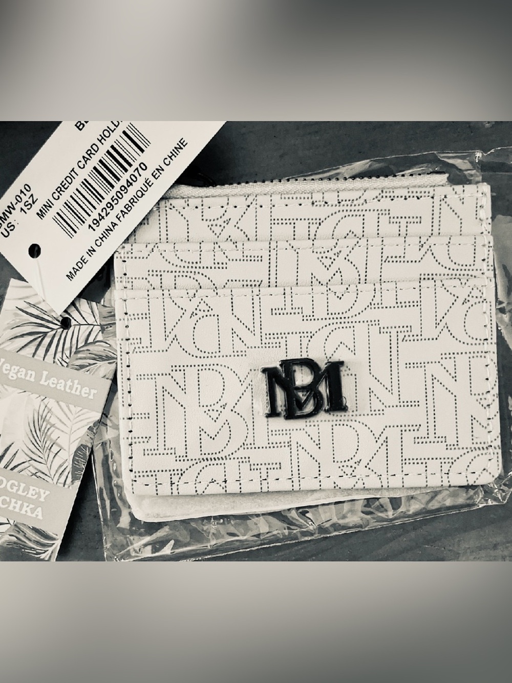 Badgley Mischka White Logo Monogram Card Holder